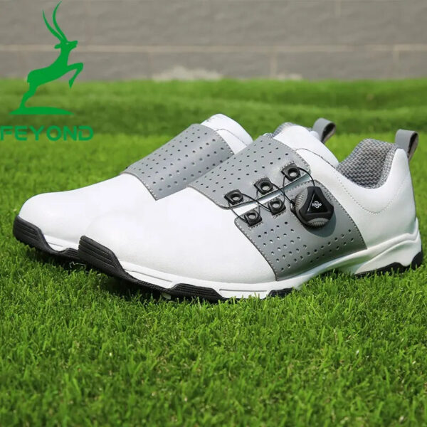 Golf Men Shoes Super Leather Sport Shoes Waterproof Lightweight Knob Buckle Shoelace Sneakers Anti Skid Non-Slip Trainers - Image 4