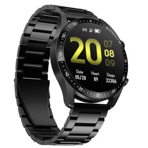 Round Smartwatch with Bluetooth Calling, Full Touch Display, Metal Strap, Heart Rate Tracking, SpO2, 100s Watch Faces, 5 Days Battery Life, Fitness Trackers & IP68 (Cobra Black)